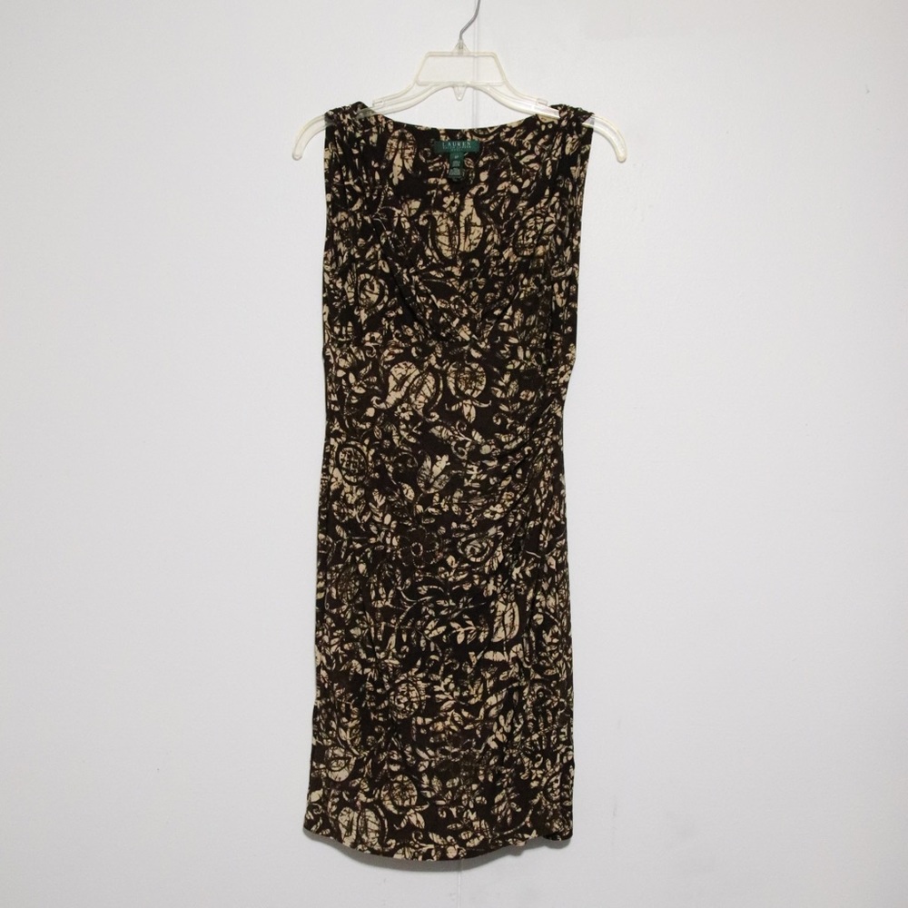 Lauren Ralph Lauren Brown Faux Wrap Dress